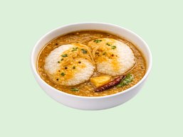 Idli Dipped in Sambar